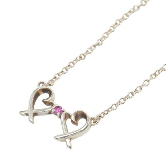 Tiffany & Co. Double Loving Heart Necklace in Silver and Pink SV925 for Women...